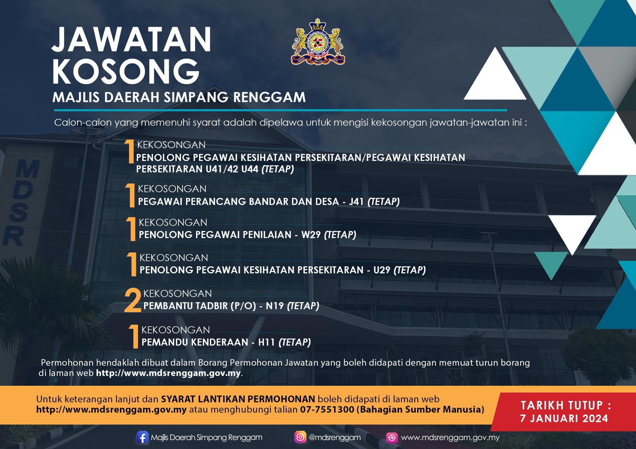 JAWATAN KOSONG TERKINI MDSR TARIKH TUTUP 07 JANUARI 2024 | Portal Rasmi ...